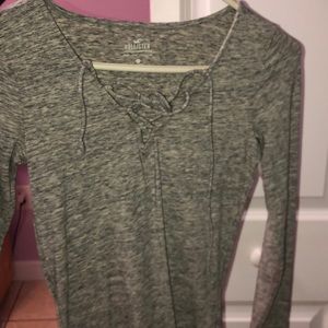 long sleeve shirt with criss cross front